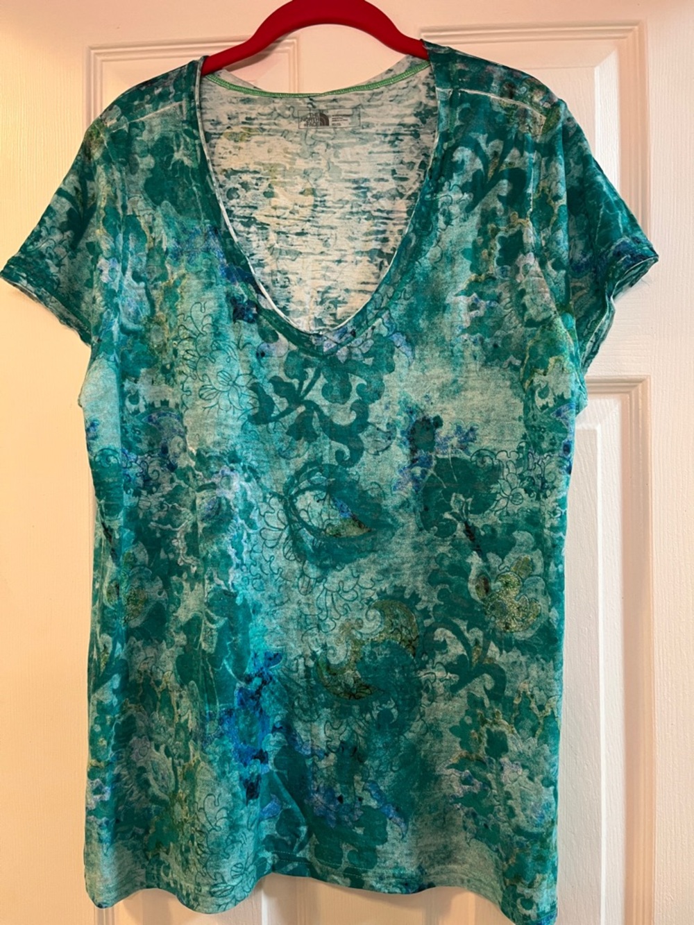 The North Face Teal Green V-Neck Short Sleeve Tee